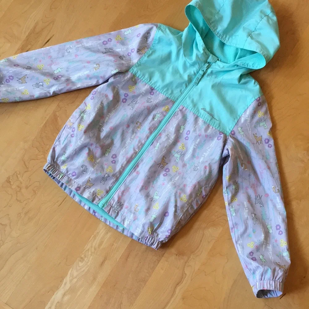 Eddie Bauer Girls Windbreaker Full Zip Hooded Jacket